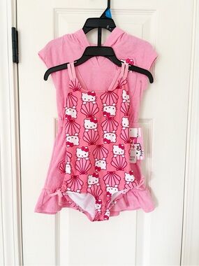 2T 💜 hello kitty one piece swimsuit with matching coverup set NEW with tags